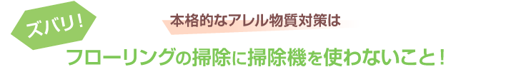 本格的なアレル物質対策はフローリングの掃除に掃除機を使わないこと！